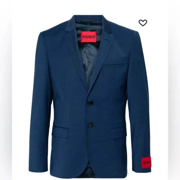 NWT $398 HUGO single-breasted wool-blend blazer sz 42L - Picture 2 of 16